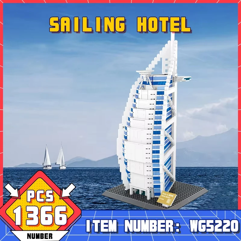 Kit de construction de repère de luxe de Dubaï, modèle d'hôtel arabe Burj Al 1306 pièces, cadeau exclusif pour les fans d'architecture adultes