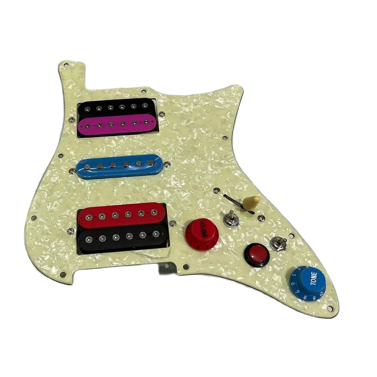 Upgrade HSH Prewired Guitar Pickguard Humbucker Alnico Pickups Set, Colorful Pearl, Noise Reduction Switch Guitar Parts