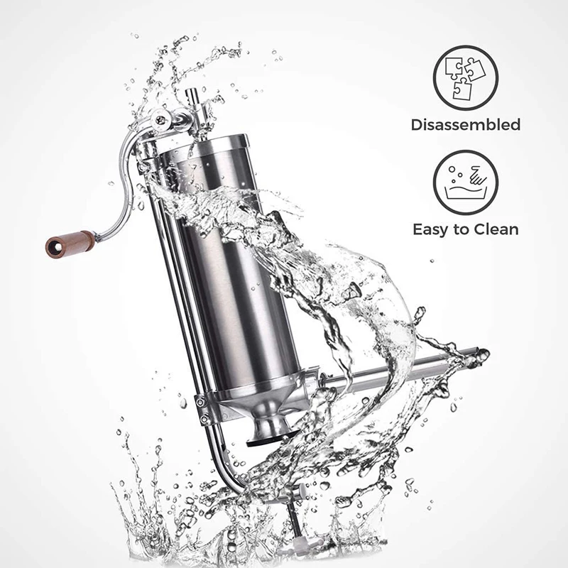 Riempitrice manuale per salsicce, 2,5 libbre/1,5 litri, strumento manuale, ripieno verticale per salsicce di carne in metallo