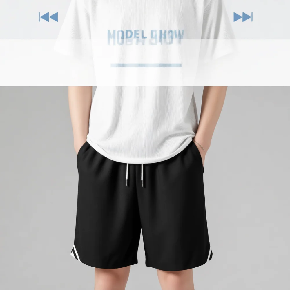 Summer Mens Sports Shorts Loose Fit Ice Silk Quick Dry Basketball Trunks Casual Workout Running Gym Fitness Bottoms Wear