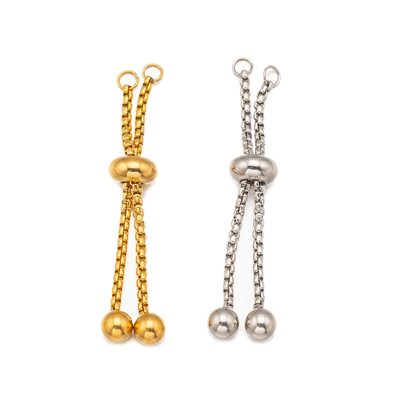 2pcs/Lot Stainless Steel Adjustable Rings Fitting Slider Chains for DIY Loops Connector Jewelry Making Accessories Findings
