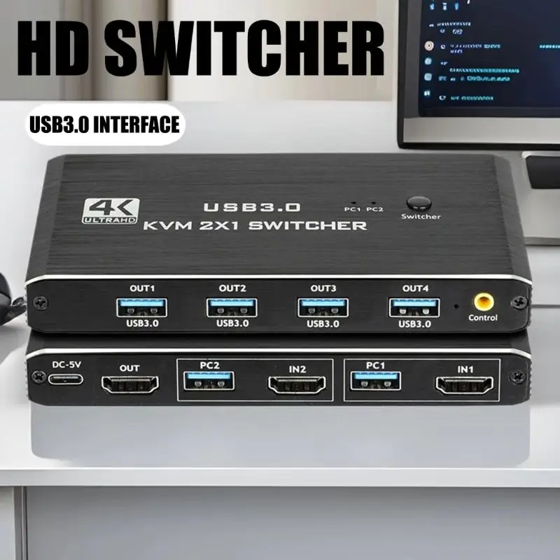 

KVM Switcher Featuring 4 USB3.0 Port for Connecting Printers Storage Devices Accessible from Both Computers Efficient 896C