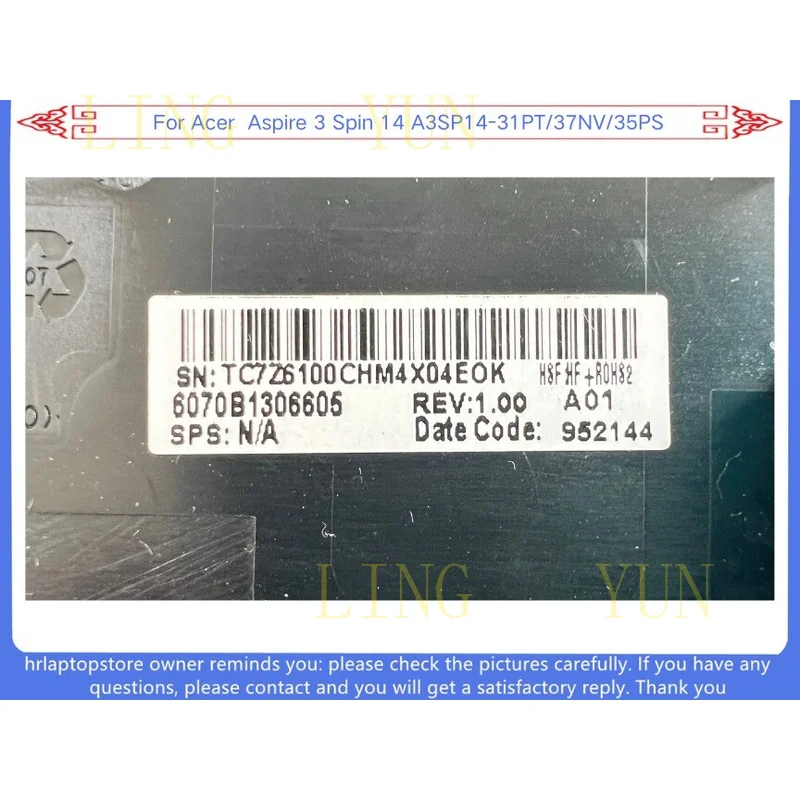 Z   New For Acer Aspire 3 Spin 14 A3SP14-31PT-37NV-35PS Lcd back cover / Palmrest