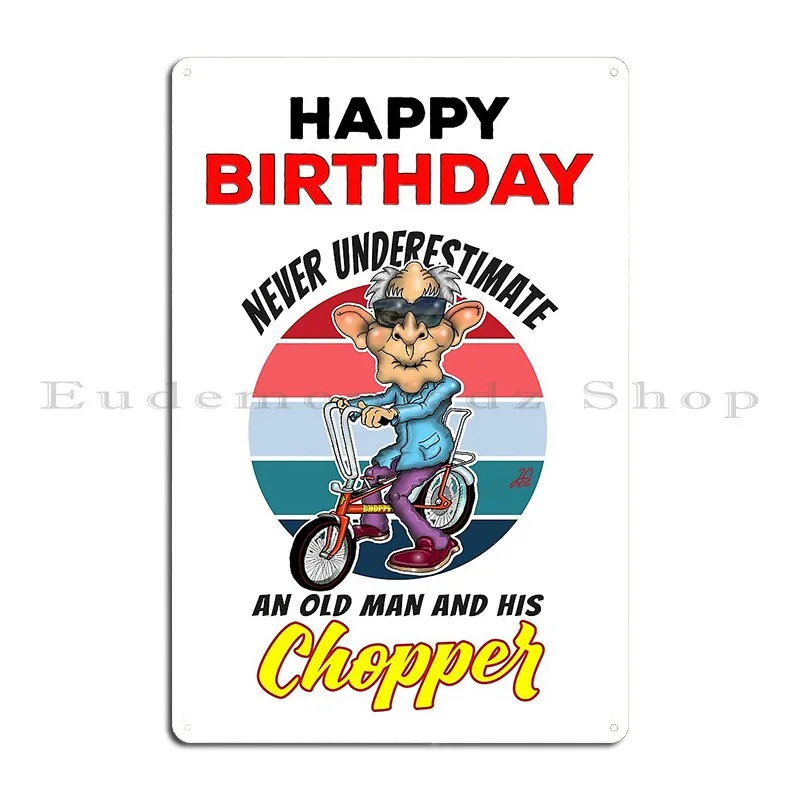 Never Underestimate An Old Man With A Bicycle Funny Metal Sign Custom Funny Wall Garage Retro Tin Sign Poster