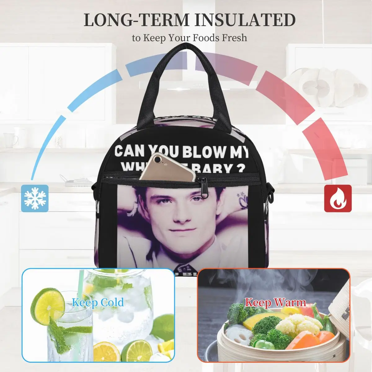 Josh Hutcherson Can You Blow My Whistle Baby Large Thermal Insulated Lunch Bag Portable Bento Box Cooler Thermal Lunch Boxes