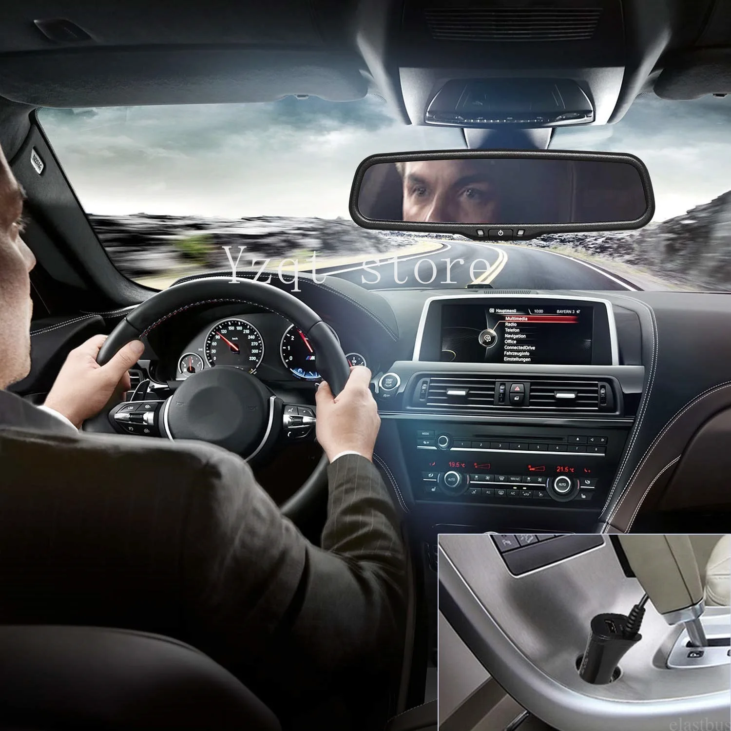 High definition 4.3 inch car rearview mirror display + 3 in 1 parking radar sensor reversing camera