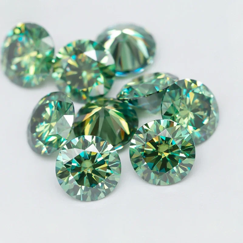 

Moissanite Stone Gemstone Round Cut Yellow Green Colour Lab Created Diamond Advanced Jewelry Making Materials GRA Certificate