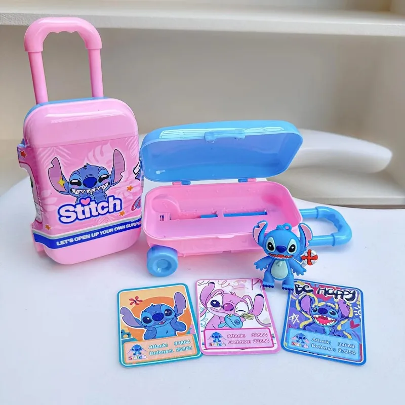 Kawaii disney stitch caixa cega bagagem caso brinquedo bonito pingente chaveiro brinquedo divertido modelo boneca anime figuras meninos meninas presente de aniversário