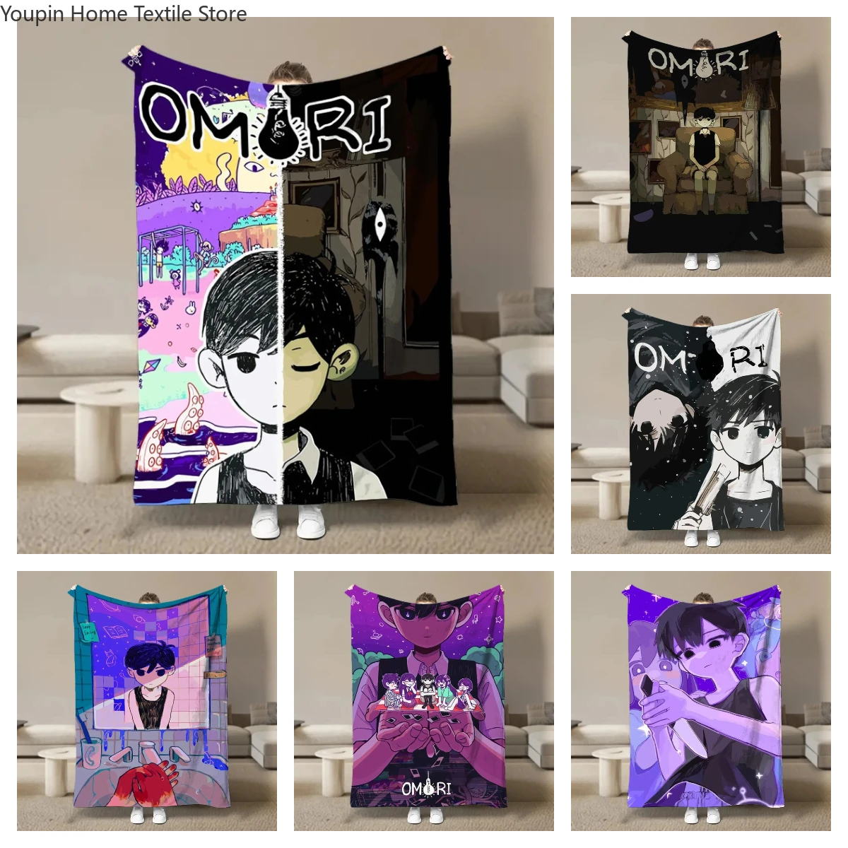 

Hot Horror Video Game O-Omori Flannel Blanket Fluffy Children and Adults Sofa Plush Bedspread Throw Lunch Blanket for Sofa Bed