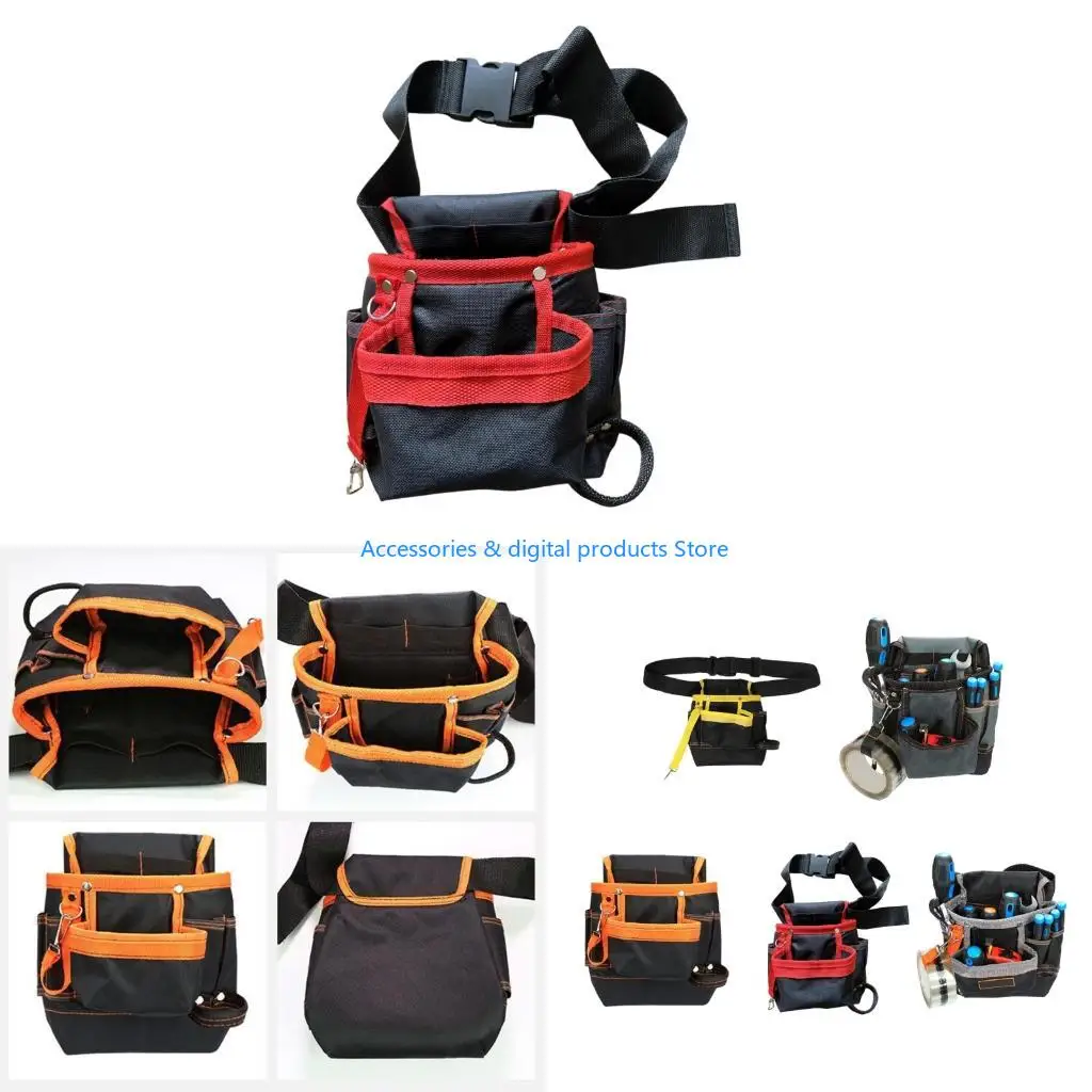 77JD Electrician Tools Bag Waist Belt Storage Holder Oxford Cloth Tool Belt for Holding Screwdrivers Pencil Hand Tool
