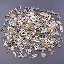 30/50/100pcs Random Mix Sea Ocean  Series Alloy Pendant Charms For Jewelry Making Handmade Necklace Bracelets Craft Materials