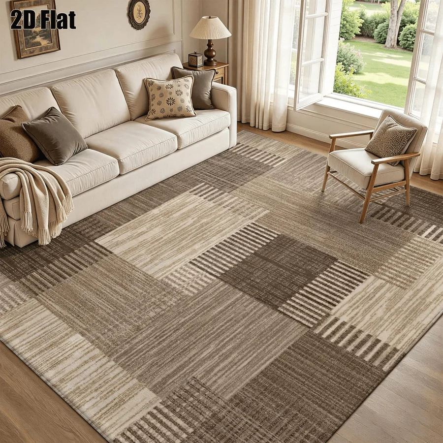 1Pc Modern Simple Geometric Patchwork Carpet, Machine Washable, Personalized Decoration, Essential for Light Luxury Home, Suitable for Living Room, Bedroom, Entryway, Office, Corridor