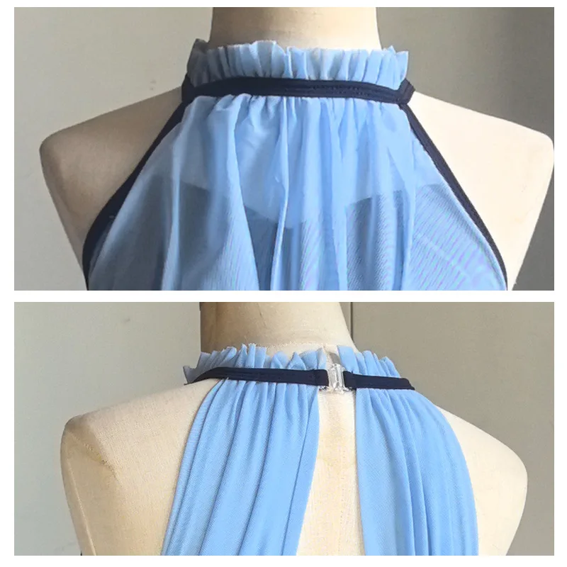 New Girl Dance Ballet Practice Clothes Dance Swimwear Gymnastics Leotards Neck-hanging Girls' Mesh Yarn Basic Training Outfits