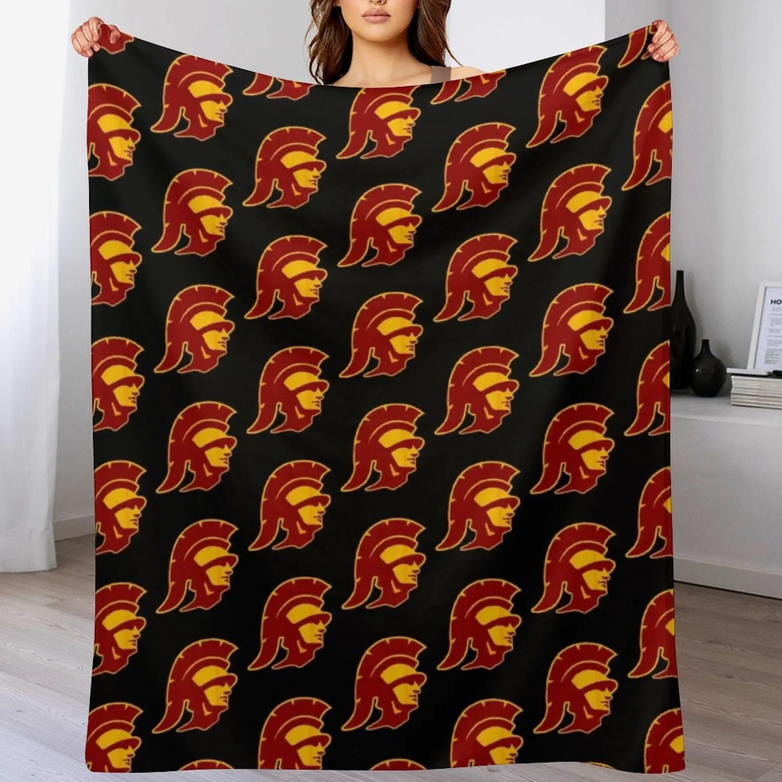 

USC Southern Cal Icon Logo Officially Licensed Throw Blanket Soft Comfort Blanket for Reading Watching TV