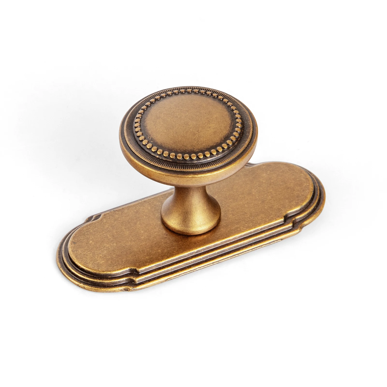 Goo-Ki Antique Brass Cabinet Knobs with Backplate Zinc Alloy Kitchen Hardware - 6 Pack Vintage Brass Drawer Knobs Single Hole Bar Cabinet Pulls with Spacer