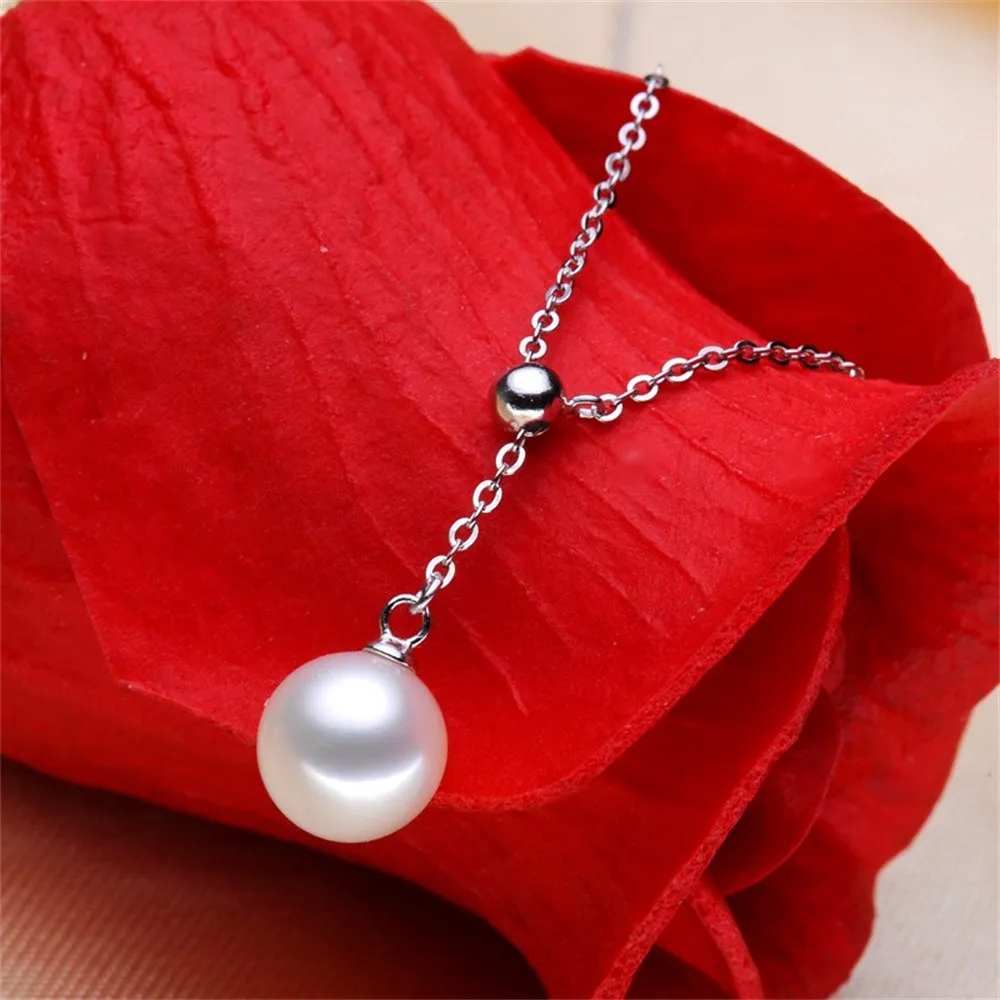 DIY Pearl Accessories S925 Sterling Silver Set Chain Empty Joker Adjustment Chain Pendant with Chain Fit 7-11mm Circle L005