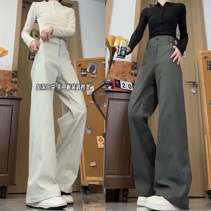 بنطلونات فضفاضة عالية الخصر على الموضة للسيدات لعام 2025 للخريف مقاس كبير 5XL بنطلون مستقيم للسيدات الأمريكي بنطلون عمل بقصة قطرية #1