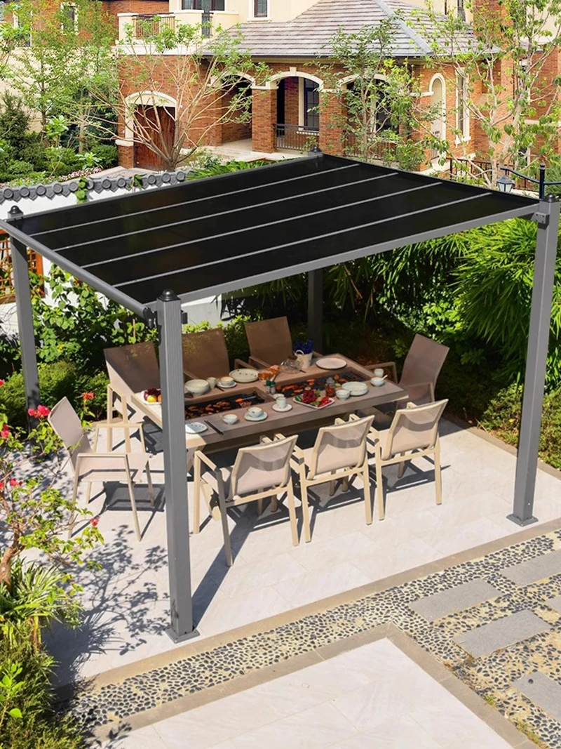 

3*4 meter Aluminum frame PC board hard top canopy awning outdoor garden pergola patio shading gazebo tent new design on sale