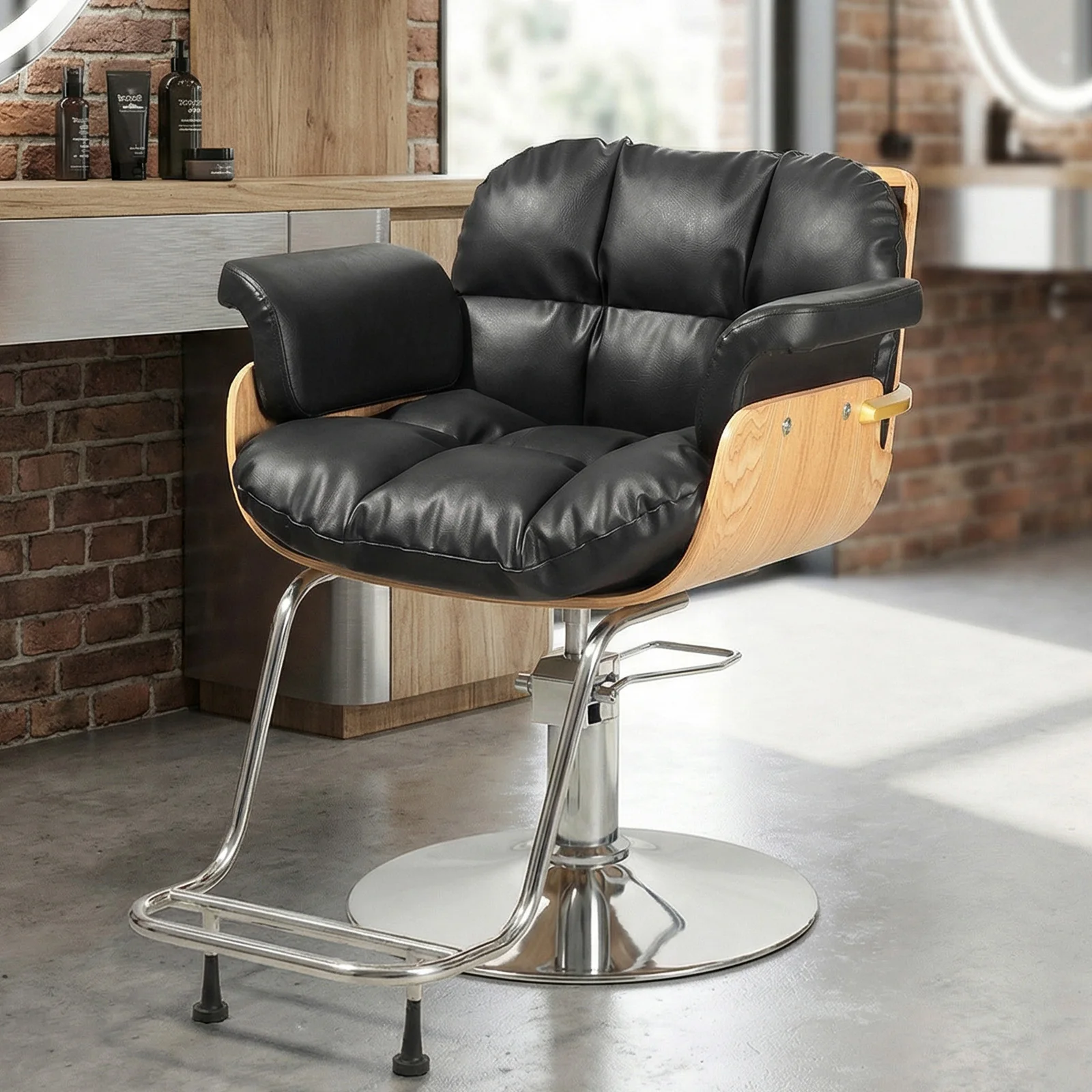 Heavy Duty Hydraulic Barber Chair, 330LBS Salon Chair for Hair Stylist, 360° Swivel Height Adjustable Styling Chair with Thick Cushion, Modern Black Barber Chair for Barbershop Home Salon