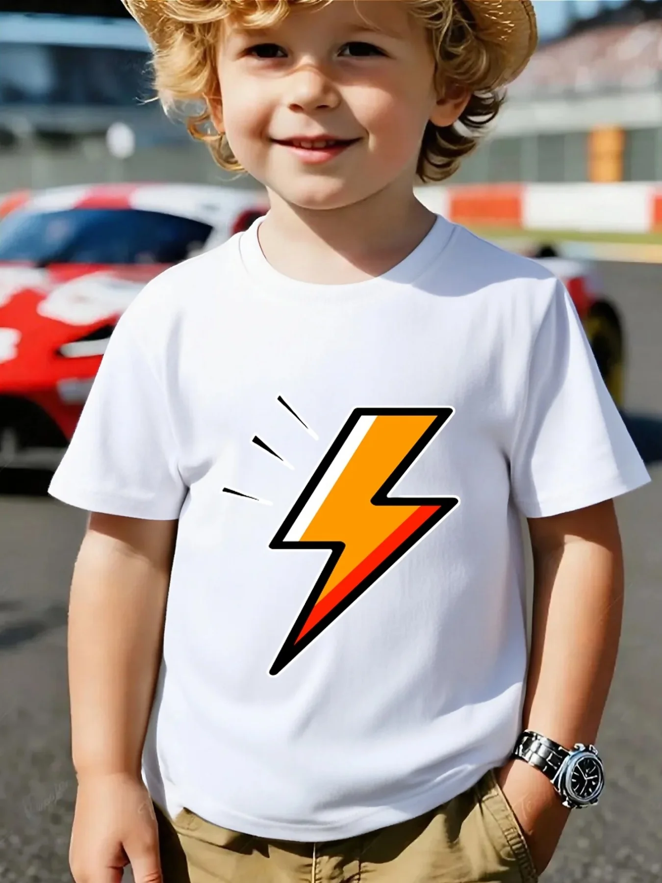 Colorful Lightning Bolt Simple Cartoon Graphic Family Matching T Shirt Boys Girls Short Sleeve Summer Crew Neck Casual Tops