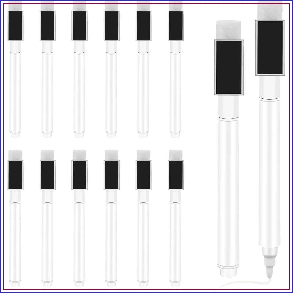 12 Pack White Dry Erase Markers, Fine Tip Magnetic Chalk Markers for Blackboard School Home Office