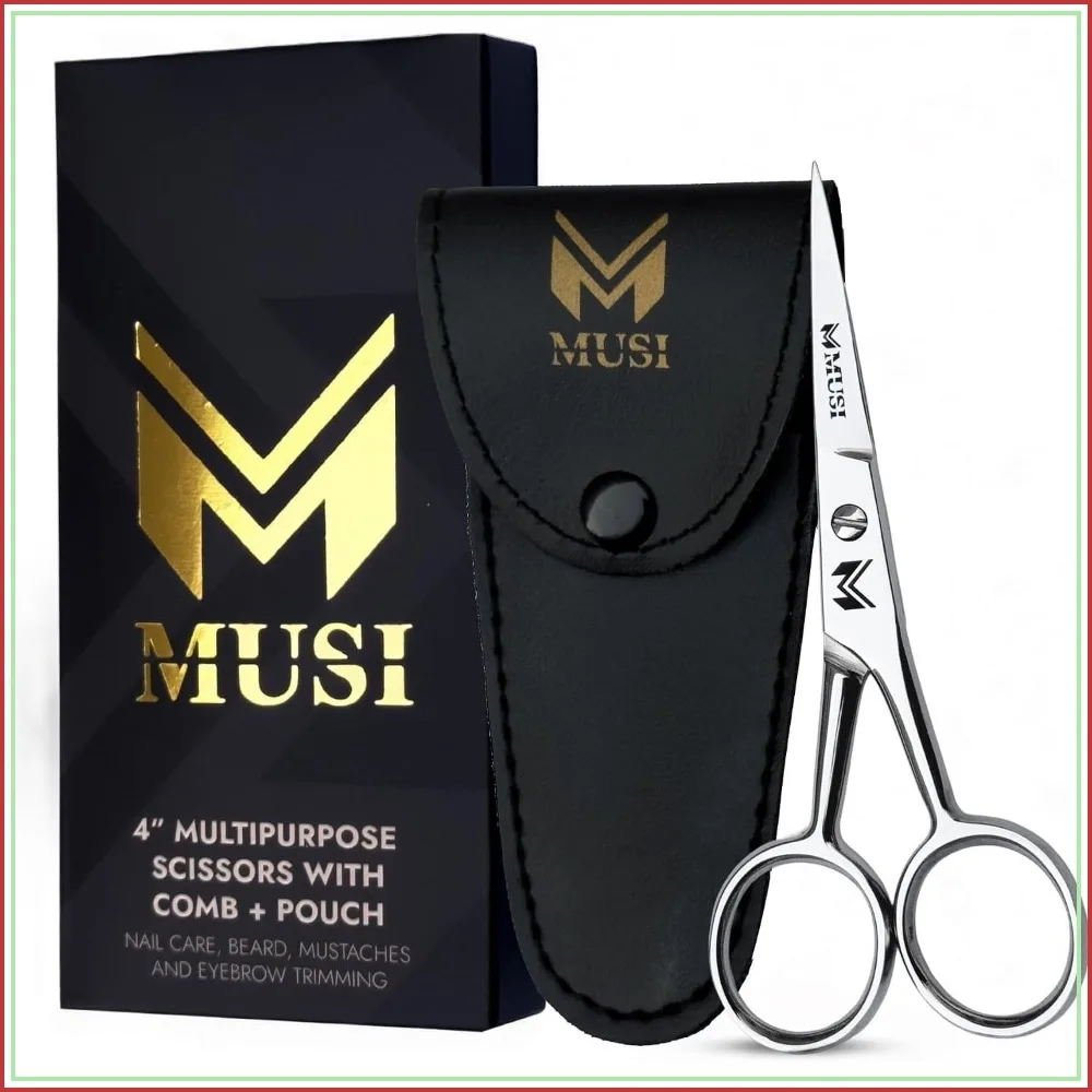 Precision 4-Inch Grooming Scissors for Eyebrows, Beard, Nose Hair & More - Stainless Steel Mini Trimming Tool with Comb