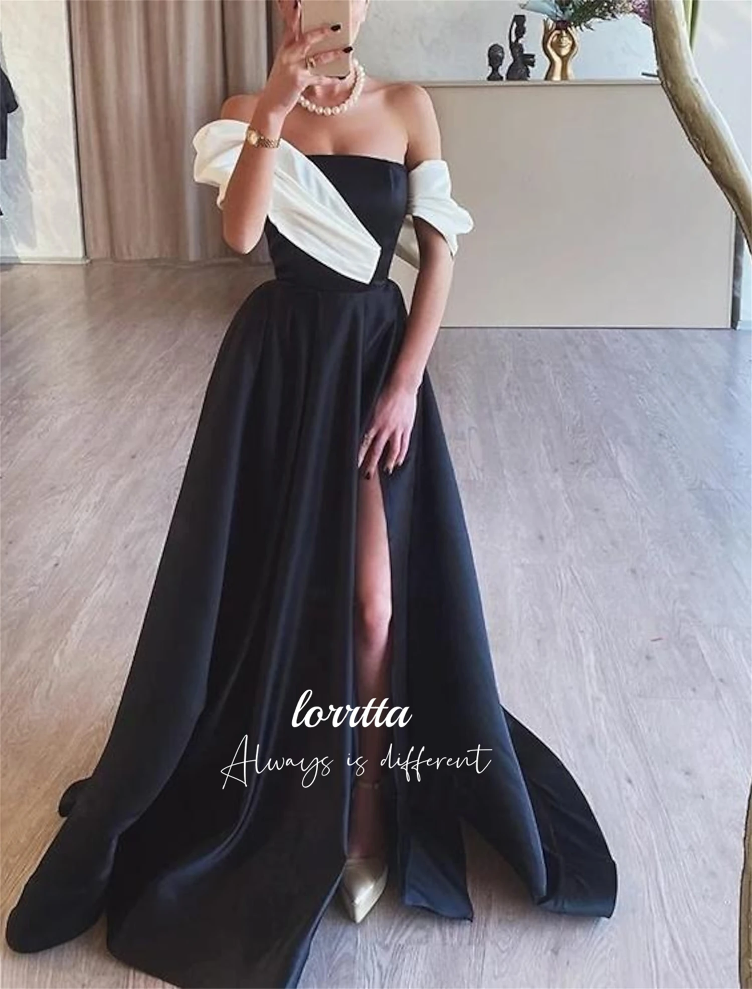 Customized Black Party Dress Satin Evening Line A Robe Soiree De Luxe 2024 Ladies Dresses for Special Occasions Ball Gowns Gala