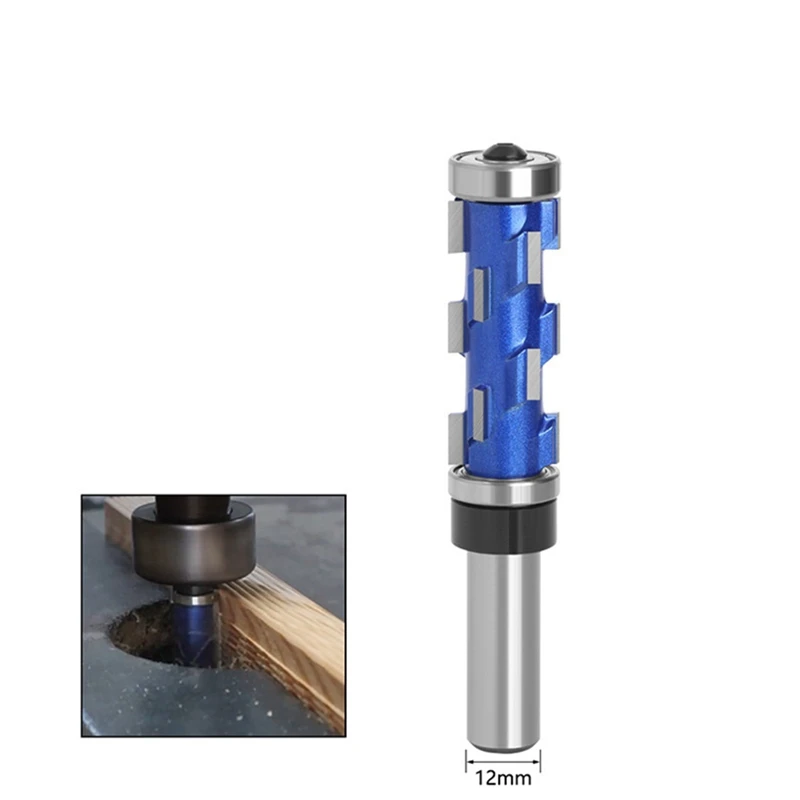 2Pcs 12Mm Shank Flat Trimming Router Bits Double Bearing Spiral Trimming Tool Woodworking Milling Cutter Tool For Wood