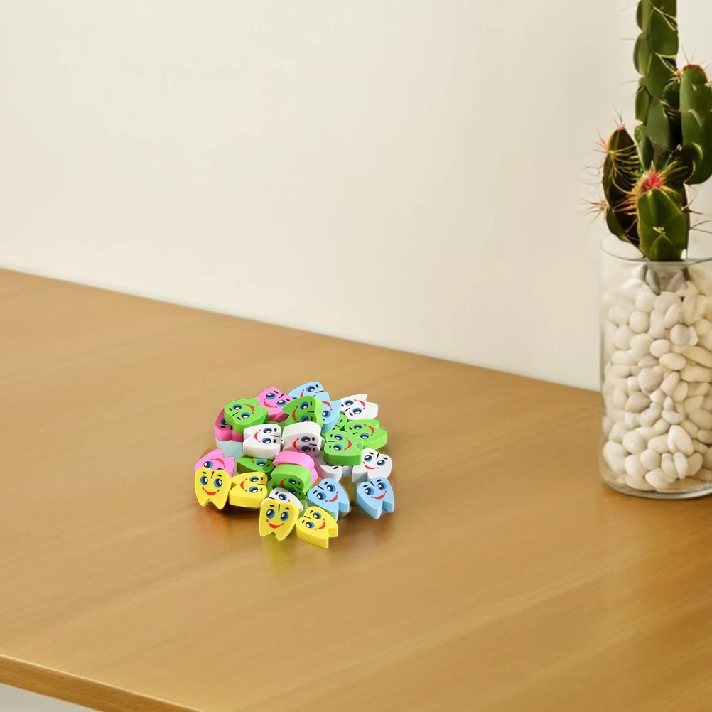 

70pcs Dental Eraser Cute Tooth Shaped Mini Pencil Erasers Lightweight Sturdy Material Small Eraser For Kids School Supplies