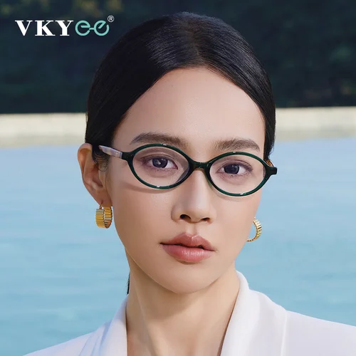 Imagen 2 del producto VICKY, monturas para miopía pequeñas ovaladas delicadas a la moda, gafas de lectura para mujer, gafas graduadas personalizables con luz azul K9142