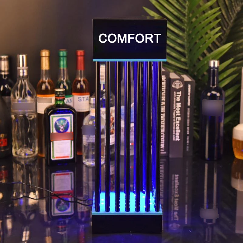 Custom LED Logo Metal Bottle Glorifier Display Stand Illuminated Wine Bottle Presenter for Bar Nightclub Hotel