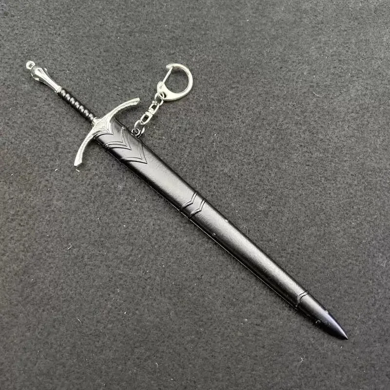 22 cm Silberschwert Das Gandalf Glamdring Schwert Filme Peripherie Mittelalterliche Metallwaffe Modell Samurai Schlüsselanhänger Ornament Handwerk