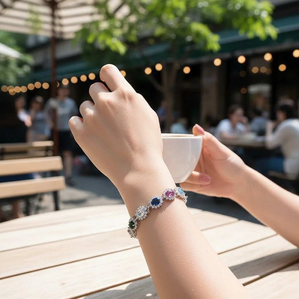 Luxury Crystal Bridal Bracelet Wedding Engagement Jewelry Gift for Women Girlfriend Birthday Present