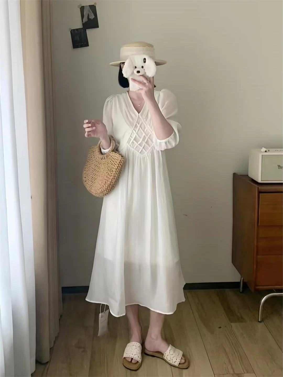 

Ele Simple Design Long Dr Высокая талия А-силуэт Силуэт Seven Sve Длина V-Ne Dr Подходит для повседневного ношения