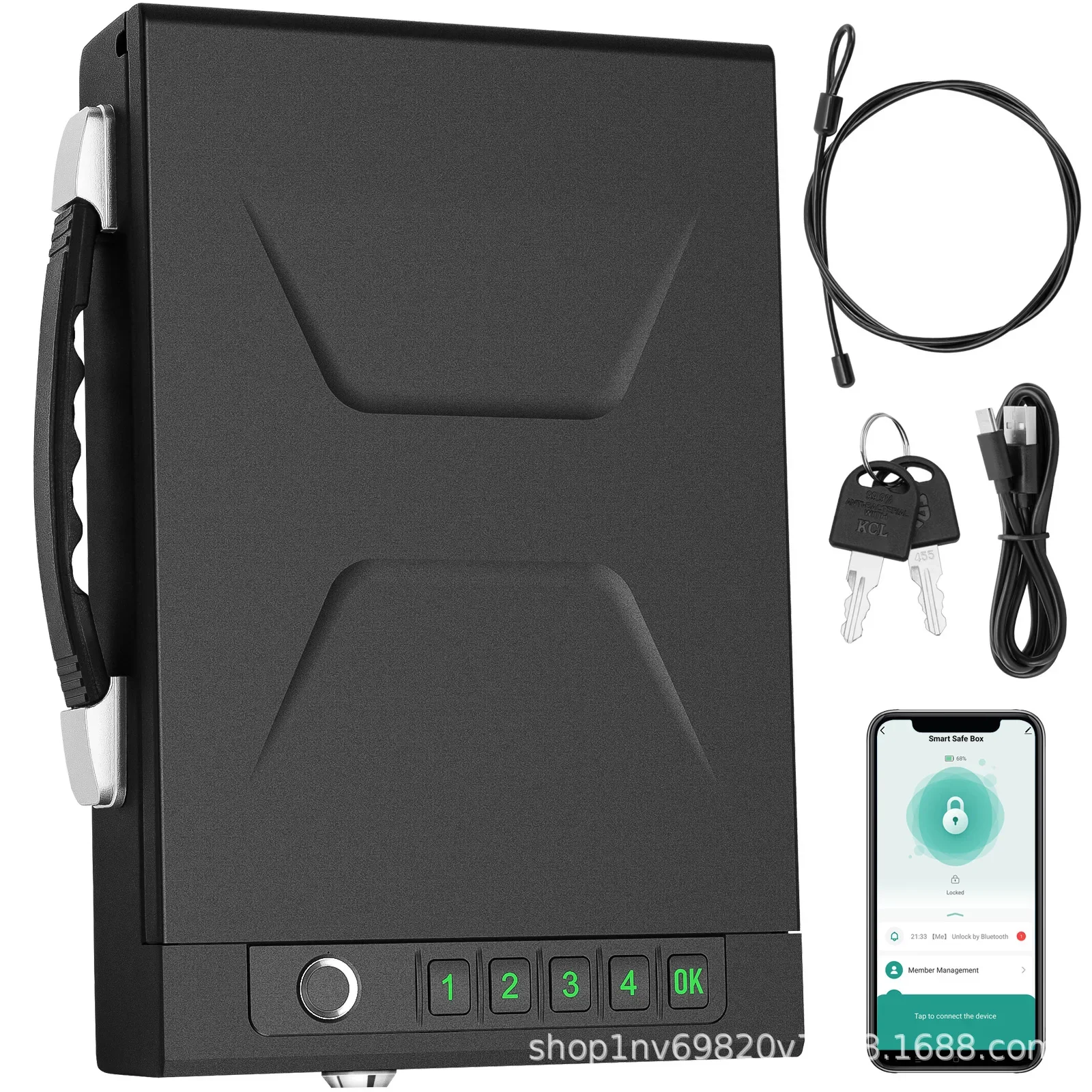 File Cabinet New Graffiti Portable Small Password Fuse Box Metal Home Tuya Portable Car Fingerprint Box