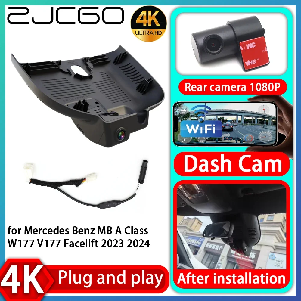 

ZJCGO UHD 4K 2160P Plug and Play DVR Dash Cam Video Recorder for Mercedes Benz MB EQE V295 EQE300 EQE350 EQE500 EQE43 EQE53 2022