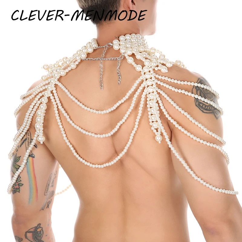 CLEVER-MENMODE Hand-Knitted Long Necklaces Trendy Accessories Shoulder Bracelets Pearl Strings Tassels Body Chains Garment Chain