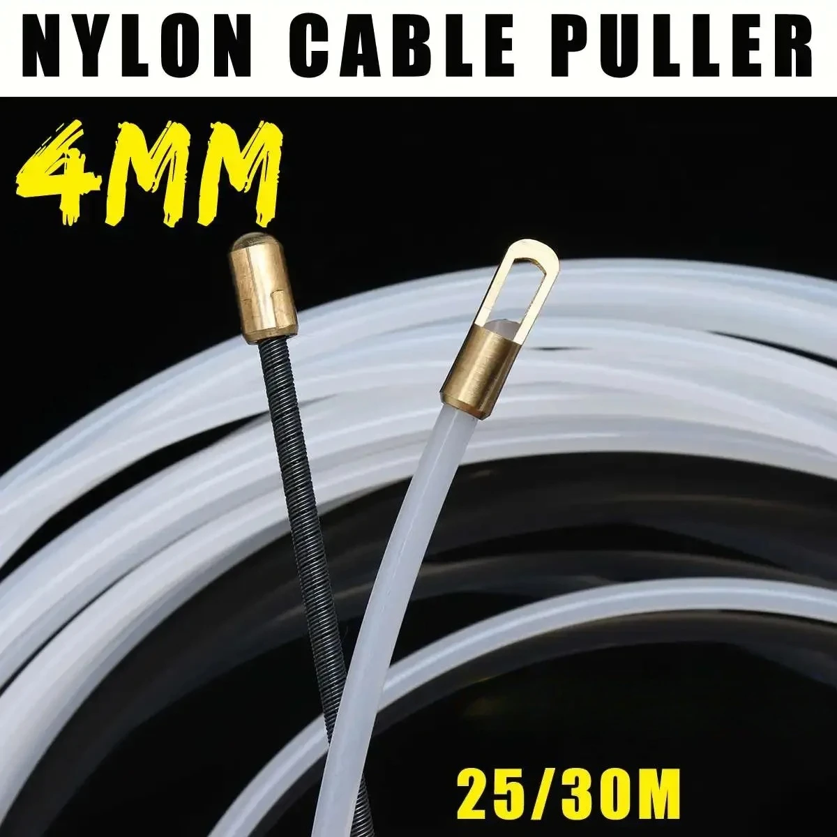 25/30M Length x 4mm Dia. Nylon Wire Cable Puller Flexible Draw Tape Electrician Fish Tape Wire Conduit 4mm