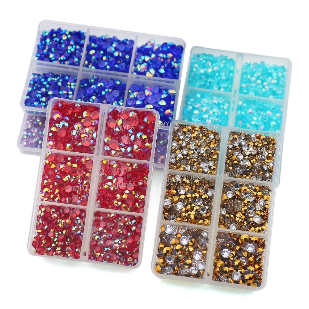 

2450pcs/Box Mix Sizes 3mm-5mm Resin Rhinestones FlatBack Non Hot Fix Crystals Stone Glitters Diamond For Nail Art DIY Clothes