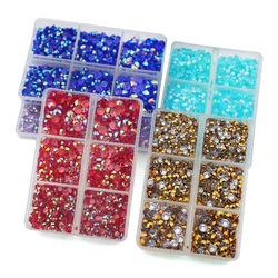 2450 stks/doos Mix Maten 3mm-5mm Hars Steentjes Plaksteen Niet Hot Fix Kristallen Steen Glitters Diamant voor Nail Art DIY Kleding