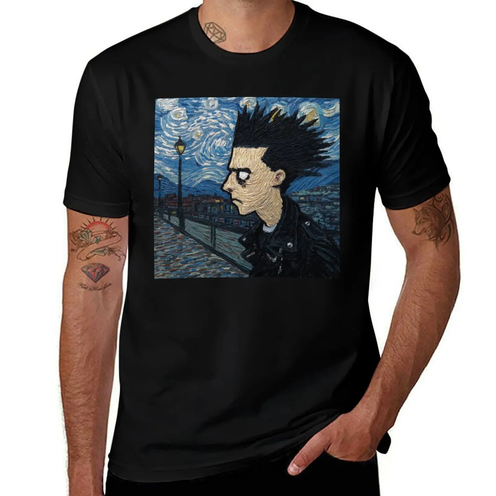 

Punk rock Post-impressionist painting style T-Shirt Personalized t-shirt cotton graphic tees summer tops anime shirts men