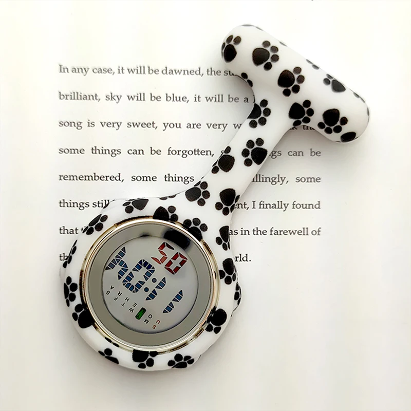 ALK Digital Silicone Nurse Watch 2020 Fob Pocket Watches Dog Paws Doctor Medical Hospital  Brooch Lapel Clock Brand Date Week