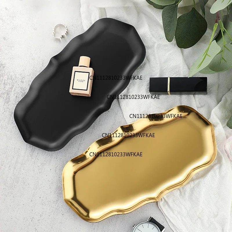 Stainless steel oval plate high-end jewelry display plate cosmetics storage plate multi-function