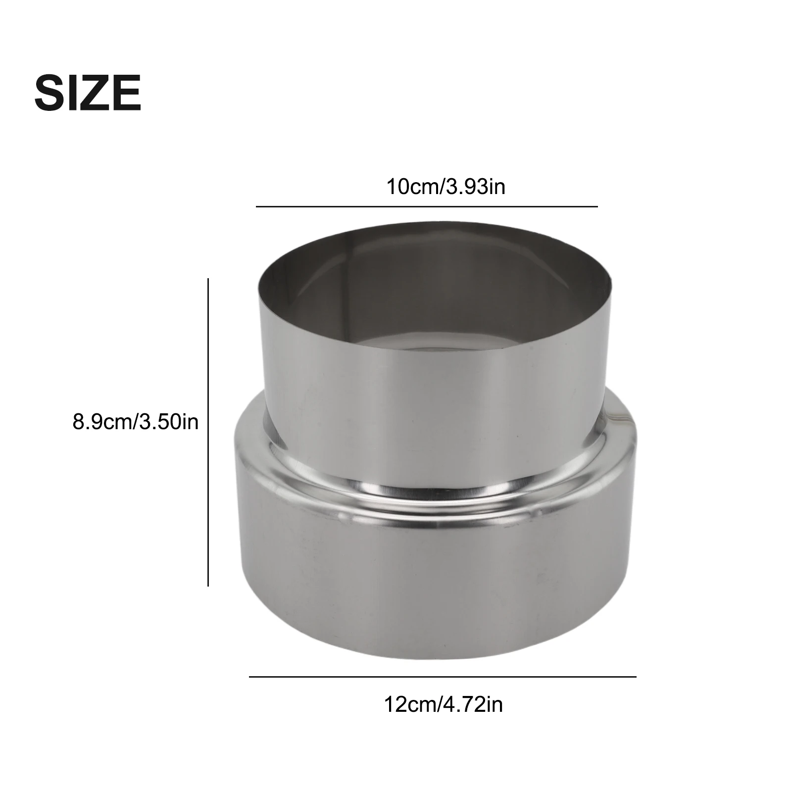 Stainless Steel Chimney Reducer 120mm to 100mm with Heat Resistant and Reinforced Seam for Leak Resistant Ventilation