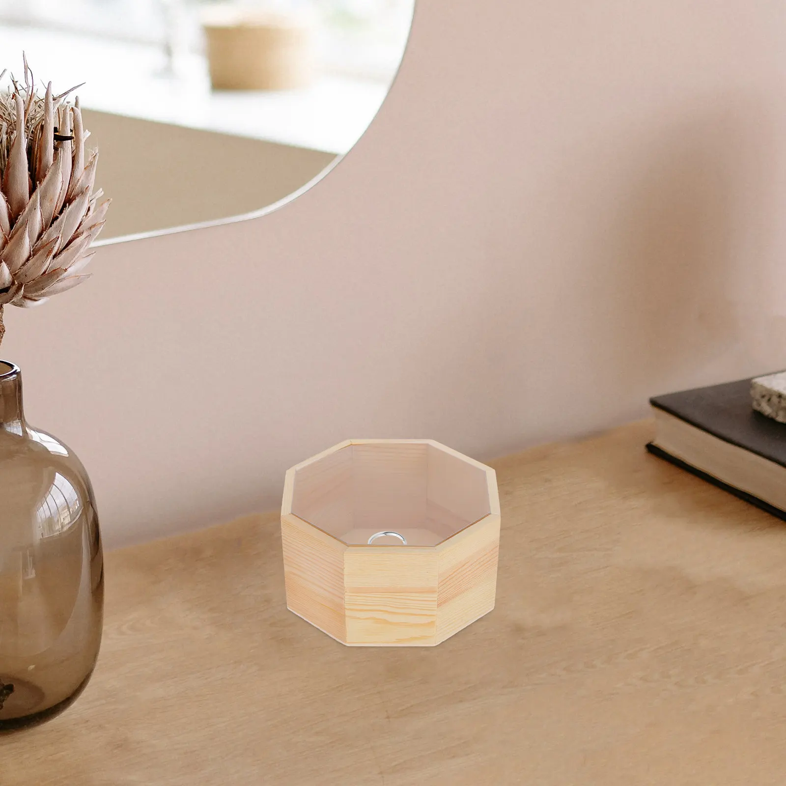 

Retro Wooden Storage Box with Clear Acrylic Window for Jewelry Display Gift Wrapping Decorative Household Organizer Sundries