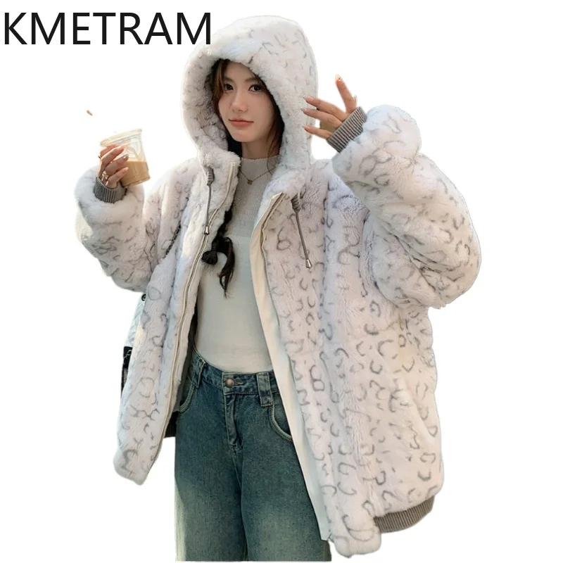 Natural Rex Rabbit Fur Coat Women Luxury Mid Length Real Fur Coats Woman with Hood High Quality Winter Clothes 2025 шуба женская