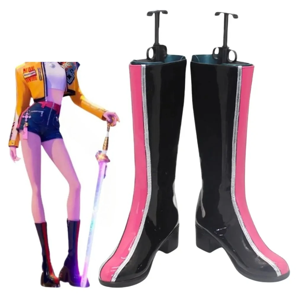 

Kpop Style Demon Hunters Cosplay Boots Pu Leather Shoes for Women Roleplay Group Idol Halloween Costume Accessories