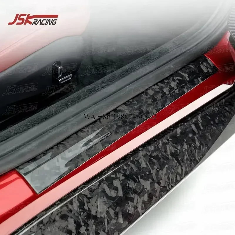 Wmwmnu For Roma 2020-2022 Dry Forged Carbon Fiber Door Sills Mans Style Car Interior Accessories Threshold Strip Trim