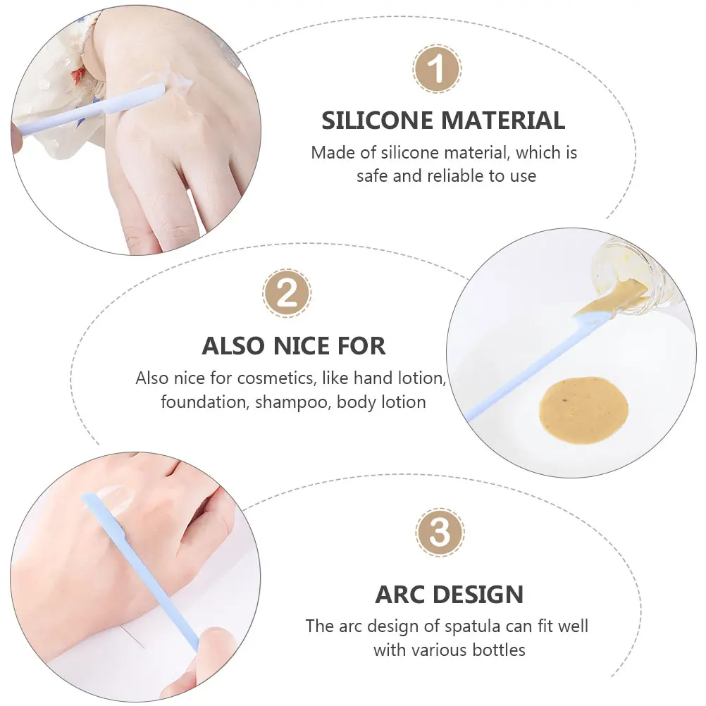 Espátula de botella raspadora de belleza de silicona, herramienta de limpieza de maquillaje, aplicador, removedor de esmalte de uñas, limpiador de brillo de labios, 3 uds.
