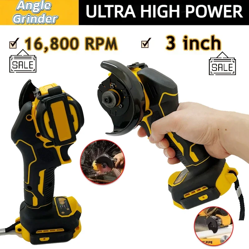 

Fit DeWALT Cordless 3 Inch Mini Angle Grinder Polishing Grinding Machine Electric Cutting Power Tools For 20V 18V Battery